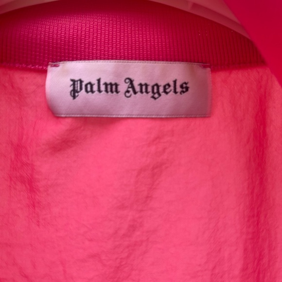 PALM ANGELS Track Jacket Mens Size XS Fluo Pink/Black Zip Up Nylon Loose Fit - Picture 8 of 10